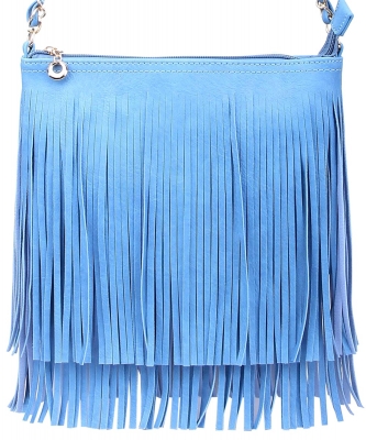 Western Fringe Cross Body Bag E031 DENIM BLUE